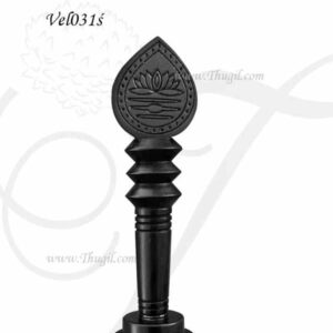 Karungali Vel with Stand Murugan Black Ebony Wood Vel 3 inches