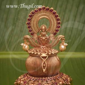 Brass Kumkum Ruby stone Box Gift Holder Available online from India 4" Buy Now