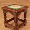 Chettinad style wooden stand with Ceramic center made of Teak Wood 10 inches
