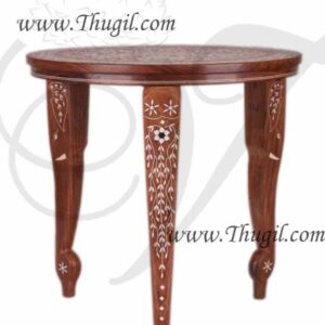 Coffee Table Sheesham Wooden Inlay Work Round Shape 18 inches