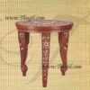 Coffee Table Sheesham Wooden Elephant Inlay Work Round 12 inches