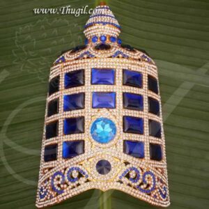 Half Crown White with Blue Color Mukut For Hindu God Goddess 6 inches