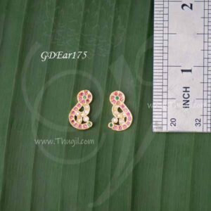 Karna Patham Small Earrings Ruby Stone For Goddess Amman Devi 0.6 inches