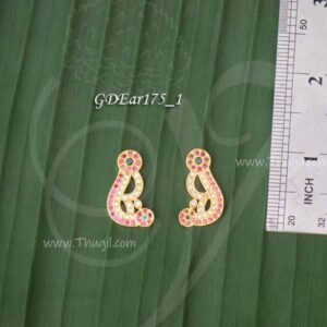 Karna Patham Earrings Ruby Stone Goddess Devi Ear Jewellery 1 inches