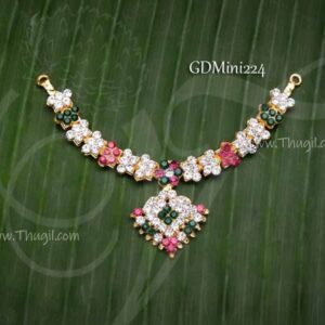 Necklace Small Size Multi Colour Stones Deity Jewellery For Hindu Small Idols 2.5 inches