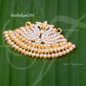 Pendant Peacock Dollar White Stone jewellery 1.5 Inches