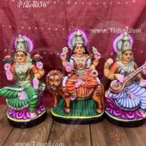 Lakshmi Durga Sarashwathi statue paper mache idol 15 inches