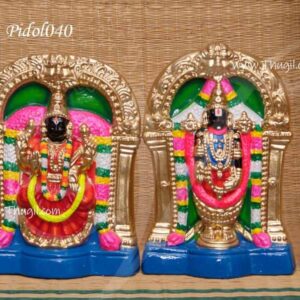 South Indian Arts Handmade Paper Mache Venkateswara with Padmavati Idol