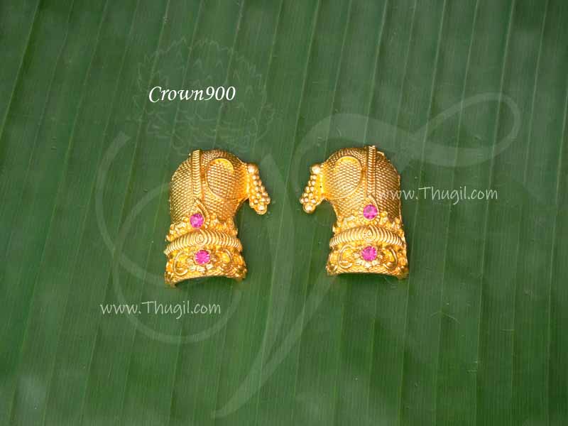 Small Kredam Andal Meenkahsi Gold Half Side Crown 1.6 inches
