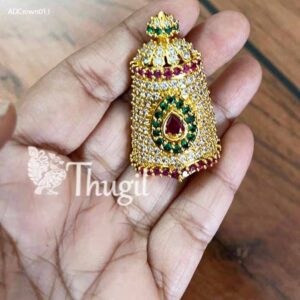 Kreedam AD Ruby Emerald Stones Half Crown for God Statues 1.8 inches