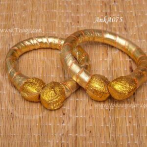 Thandai Gold Cloth Indian Stiff Anklet Jewelery Leg Cuffs 1 Pair