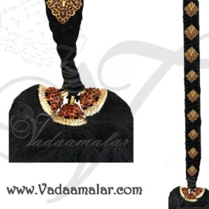 9 Billai Braid Red And Green Kemp Stone Billai With False Hair Bridal 34 inches