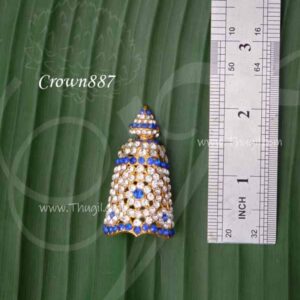 Kiredam Blue Stones Small Mukut for Statues Half Crown 2 Inches