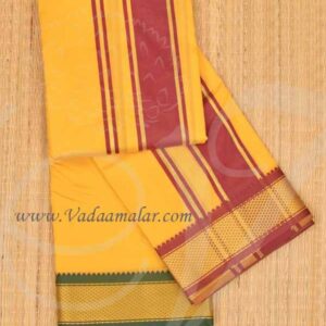 Dhoti Vesti Small Yellow Colour Cotton Chadar 1.80 Meters
