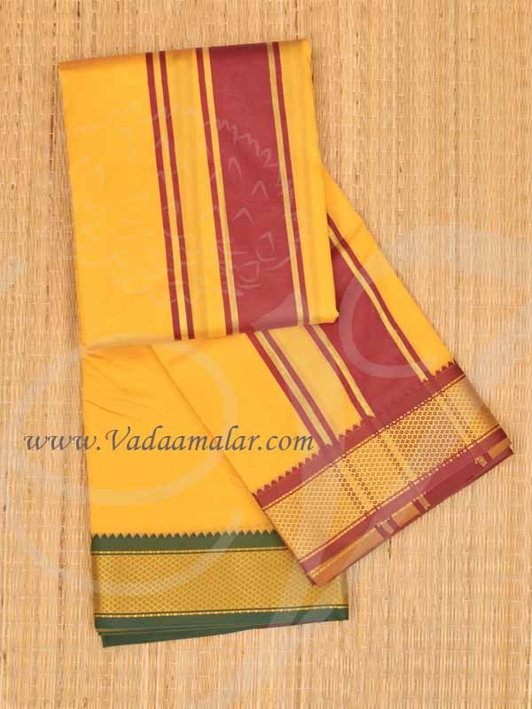Dhoti Vesti Small Yellow Colour Cotton Chadar 1.80 Meters