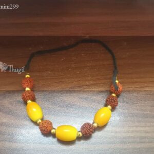 Rudraksha Mala Yellow Small Statues Statue Beads Gold Caps Necklace