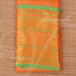 Orange Saree For Amman Durga Large Zari Border Statues Vastra 6 meters