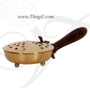 Brass Sambrani Dhoobakkal Dhoop Stand Medium Wooden Holder 10 Inches