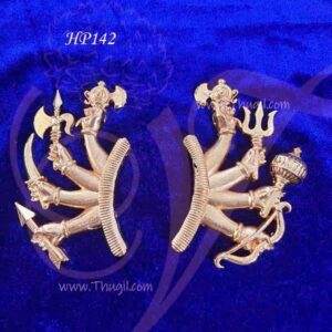 8 hands for God Alankaram Hastha With Weapons Gold plated 3 inches