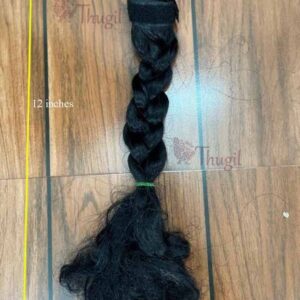 Synthetic Jet Black False Long Hair Additional Hair for God-Velcro- 12 inches