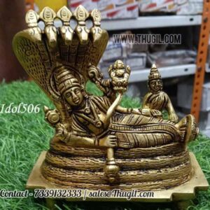 Lord Anantha Padmanabha Idol Vishnu Lakshmi Statue Brass 4.5 inches