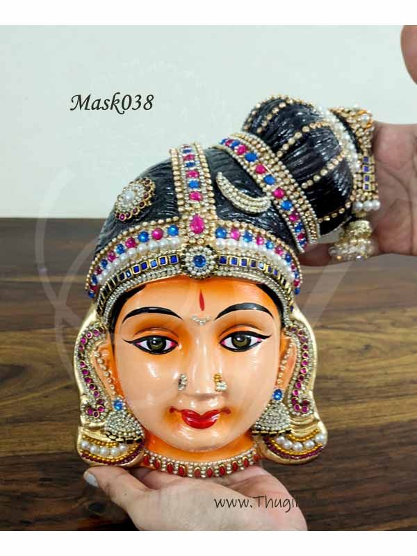 Goddess Andal Face Lakshmi Mugam with Decorations 8 inches