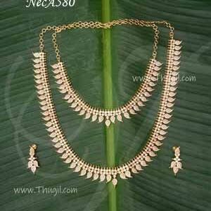 Mango Mala American Diamond Long and Short Necklace Earrings set 8 inches