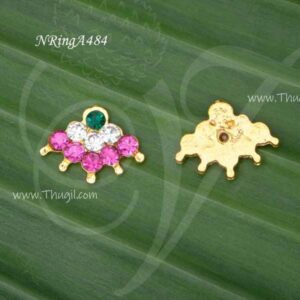Mukuthi Nath White Pink Stone Nose Studs for Goddess 2 x 0.5 inches