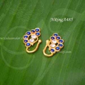 Nath Blue Kemp Stone Nose Ring VaraLakshmi Amman 0.9 inches x 2