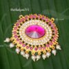 Pathakam Oval Dollar Pink Stone Pendant Hindu For God Jewellery 2.5 inches