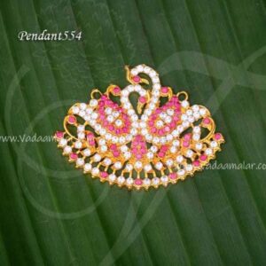 Pendant Swan Dollar Pink White Stones Anna Pakshi Locket 2 Inches