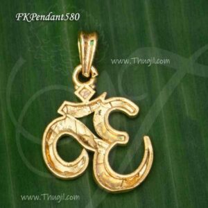 Om Small Size Pendant Gold Plated Dollar 0.9 inches