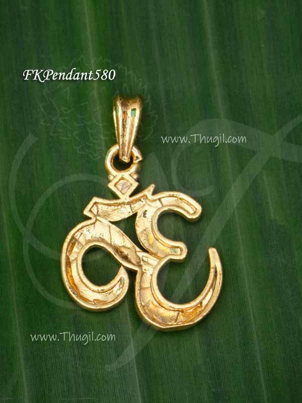 Om Small Size Pendant Gold Plated Dollar 0.9 inches