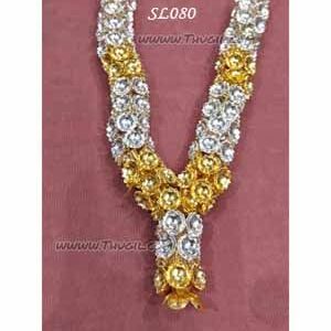 German Silver Mala Golden Flowers Garland Idols Photos