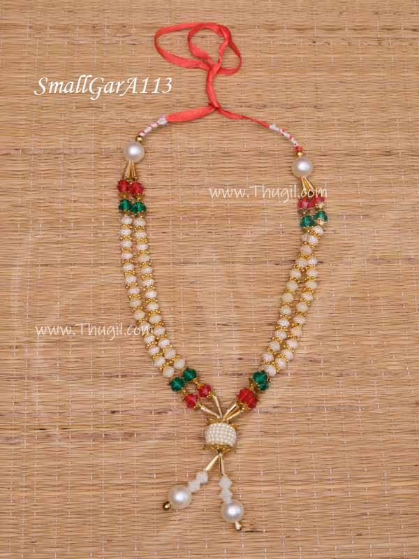 Garland for Small Idols Statue Pearls Beads Maala 10 Inches x 2
