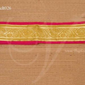 Waist Belt Pink Zari Dhothi Vesti Wrap Velcrow Large L Size 42 inches