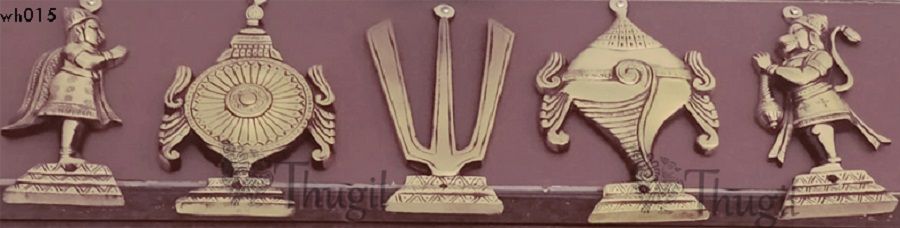 Shanku Chakra Thiru Namam Wall Hanging Home Decorations Liqua Antique Brass Finish 9 inches