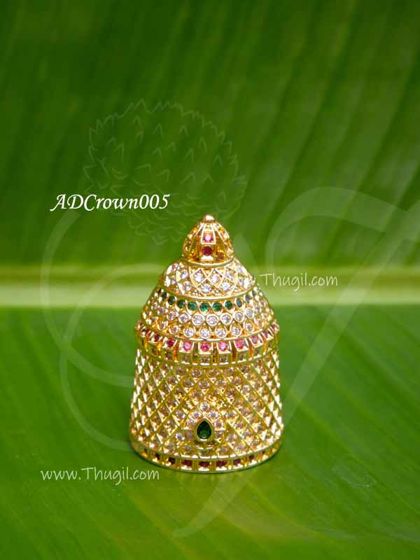 Kreedam AD Ruby Emerald Stones Full Crown for Hindu God Statues