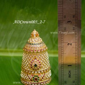 Kreedam White Ruby Emerald Stones Full Crown for Hindu God Statues 2.7 inches