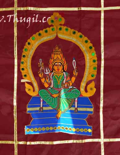 Mariamman Screen Embroidery Design Satin Thirai 6 x 4 Feet