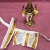 Dhothi & Stole Small White Gold Border Vesti Thundu Set