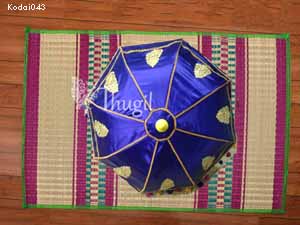 Umbrella Blue Gold Kodai For Wedding Puja Decorations 29 inches