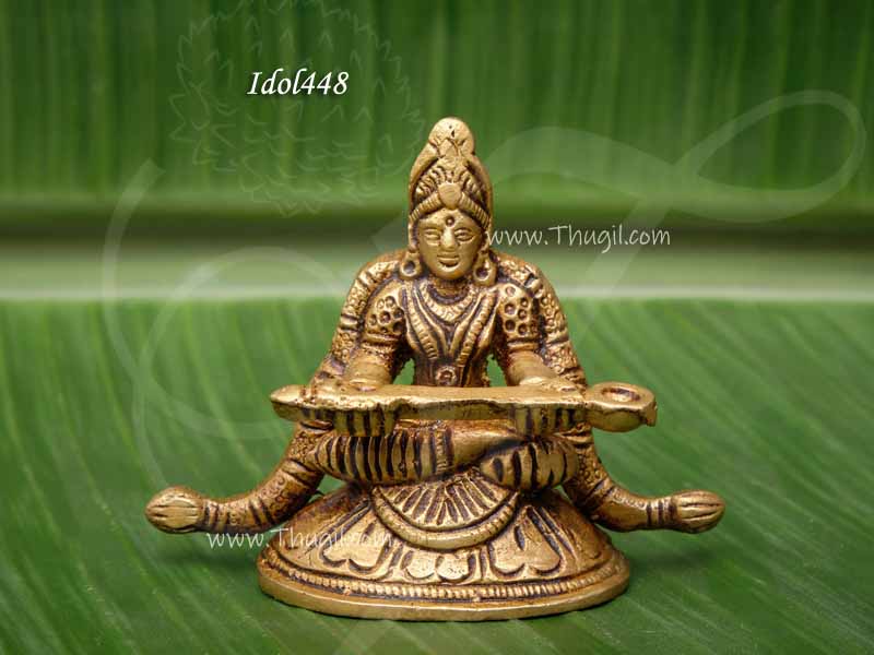 Goddess Annapurna Anapoorani Hindu Goddess Brass Small Statues 2.8 inches
