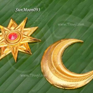 Sun Moon Gold Polish Chandran Suriyan For Shiva Decoration