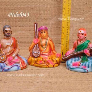 Sangeetha Mumorthigal Paper Mache 3 Piece Idol Statues 7 inches