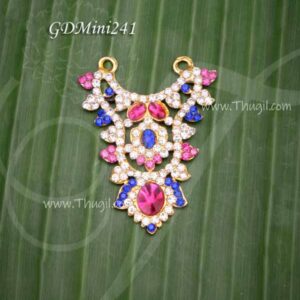 Necklace gold plated white,pink and blue stones