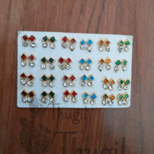 Mini Multi Colour Ear Decoration God Goddess 1 cm Stick and Removable 2 pairs