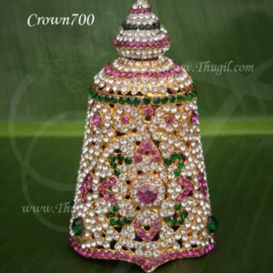Kreedam Multi stone Half Crown for Traditional God Decorations 3 Inch