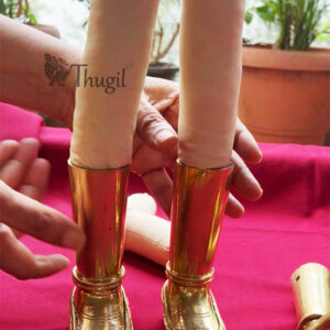 Leg Patham Solid Brass Small Size for God And Goddess Idols with Cloth attached