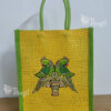 Jute Bags Yellow Navaratri Gifts Puja Pouches Medium Size India 8 x 10 inches